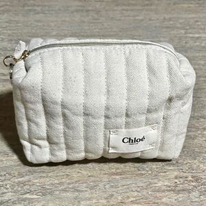 NWOT Chloe Parfums Beige Quilted Canvas Women's Coametic Bag